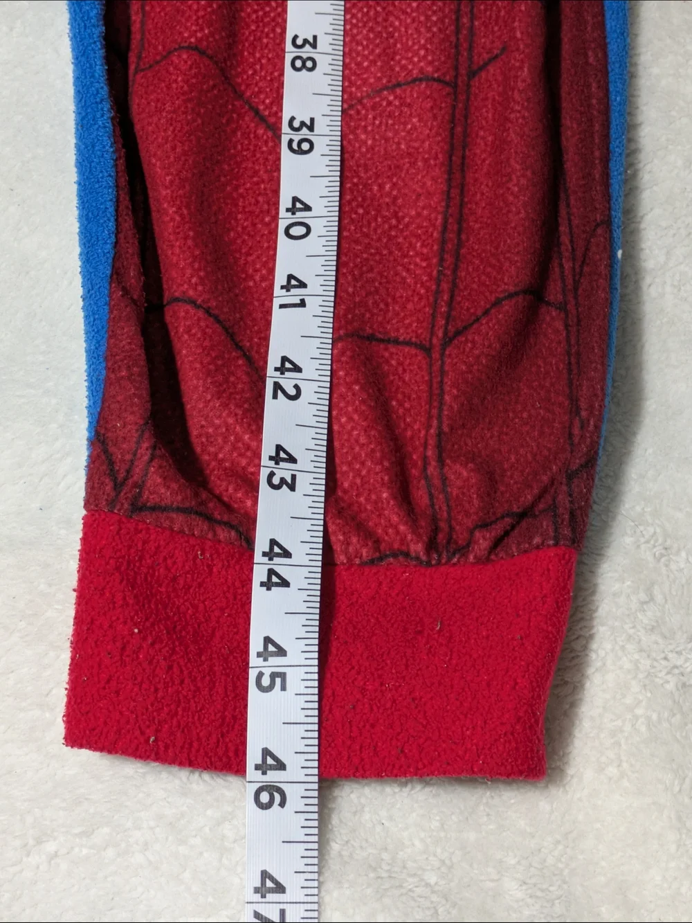 Marvel Spider-Man Kids Size 10/12 Fleece Hooded Onesie Pajamas Costume Flaw - Picture 3 of 8